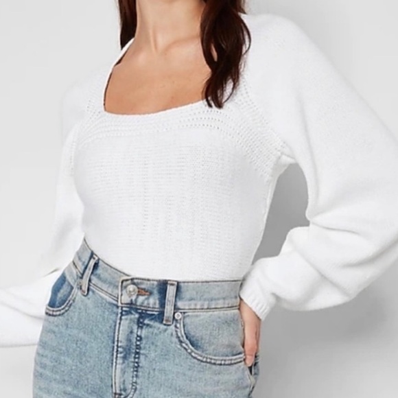 Express Square Neck Fitted Knit Pullover - Picture 9 of 9